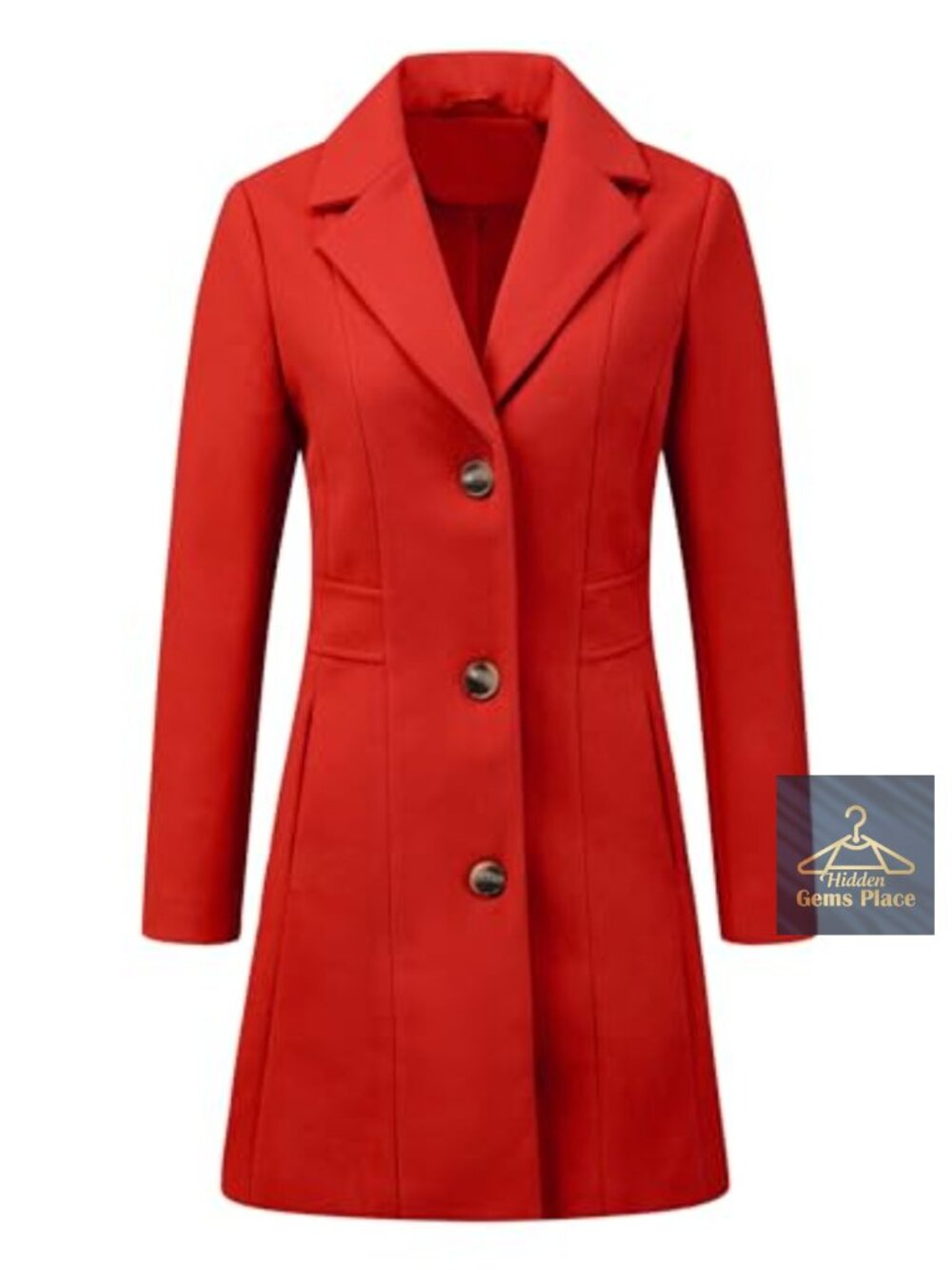 Womens Winter Pea Coat Single Breasted Long Sleeve Slant Pockets Fully Lined